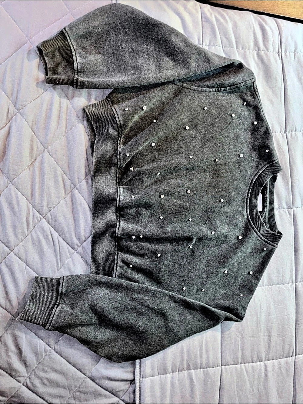 Lazy Sunday Studded Gray Sweatshirt Size Medium
